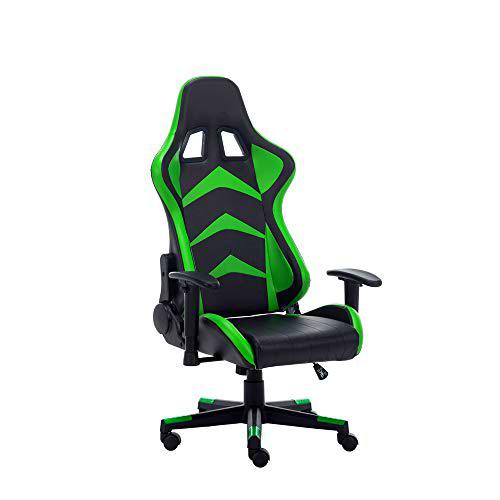 RAC TLV-A1010-GREEN Silla Gaming PC Videojuegos Racing Oficina Escritorio Sillon Gamer Despacho, Negro