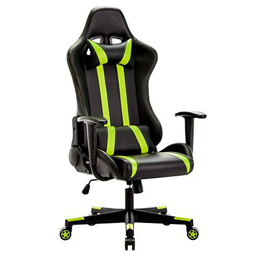 IntimaTe WM Heart Silla Gaming, Silla Gaming Ergonómica Silla de Escritorio de Oficina Racing Silla Computadora Respaldo Alto Cojín Lumbar &amp; Cabeza Almohada Verde