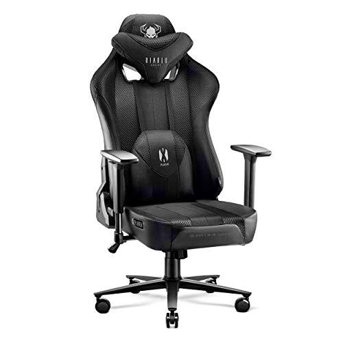 Diablo X-Player 2.0 Silla Gaming Oficina Apoyabrazos 3D Diseño Ergonómico Cuello/Cojín lumbar Negro King (XL)