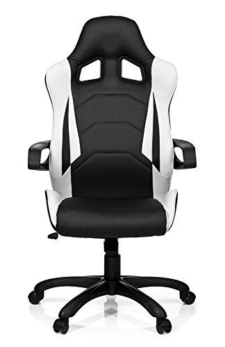 hjh OFFICE GAME PRO I Silla de Oficina, Metal, Negro y Blanco