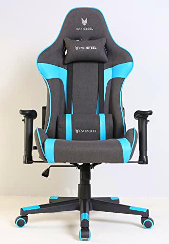 Oversteel ULTIMET - Silla de gaming en tela negra y azul