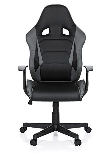 hjh OFFICE 621931 Silla Gaming GT Game Piel Sint?Tica Negro/Gris reposabrazos inclinable Silla de Escritorio