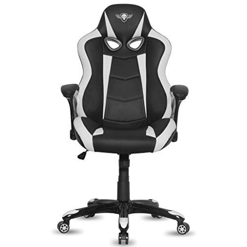 SPIRIT OF GAMER - Sillón Gamer Racing - Sillón Gaming de Cuero Sintético de Dos Tonos Blanco