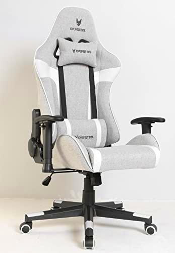 Oversteel ULTIMET - Silla de gaming en tela blanca y gris