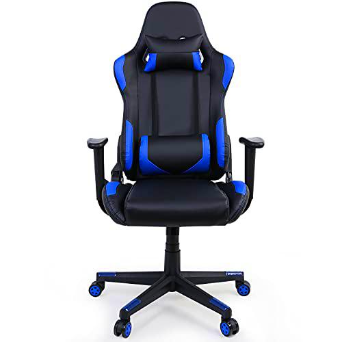 SANODESK Silla Gaming, Silla Gamer Ergonómica con Soporte de Masaje Lumbar y Cojín para el Cuello