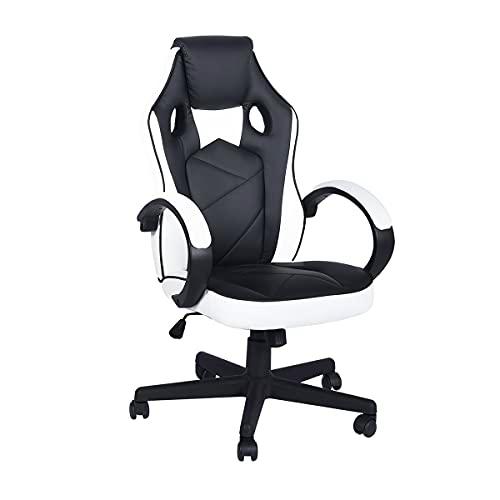 FitAtHome Sillas de Gamer, Blanco, L