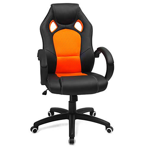 SONGMICS Racing Silla de Escritorio de Oficina Ergonómica Regulable con Ruedas