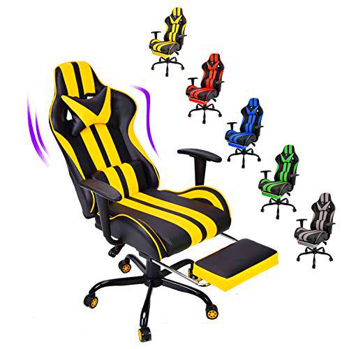 Soontrans Silla Gaming Ergonómica Silla Gamer con Reposapiés Retráctil Racing Silla Oficina