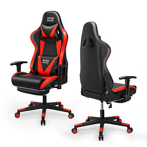 SpecStandard Silla de Gaming - Silla con ruedas cómoda con reposapiés