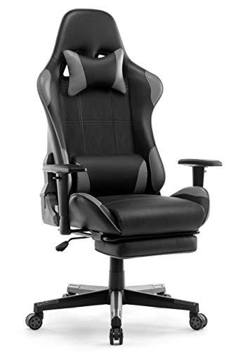 IntimaTe WM Heart Silla Gaming, Silla Gamer con Reposapiés Silla Escritorio Giratoria Altura Ajustable Respaldo Inclinable hasta 135 º PU (Gris)