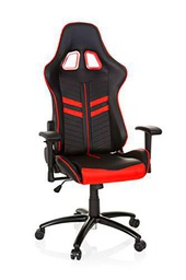 hjh Office 729240 Silla giratoria Gaming League Pro Piel sintética Negro/Rojo