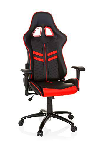 hjh Office 729240 Silla giratoria Gaming League Pro Piel sintética Negro/Rojo