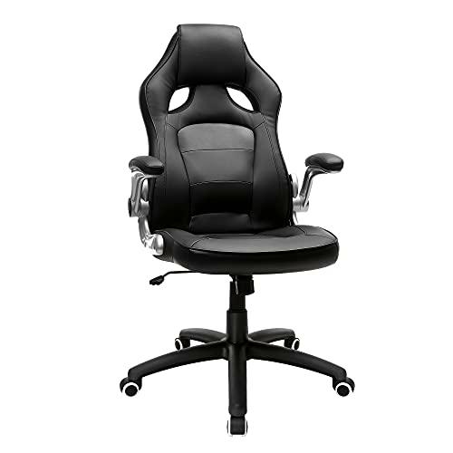 SONGMICS OBG62BUK - Silla de Escritorio con reposabrazos Plegable y Respaldo Alto