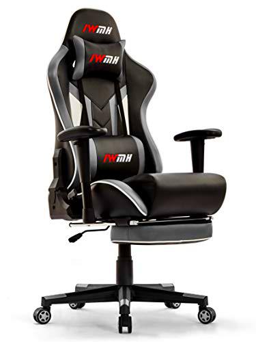 IntimaTe WM Heart Silla Gaming Reposapies, Ergonómica Silla Racing Reclinable Respaldo Alto con Cojín Lumbar &amp; Cabeza Almohada