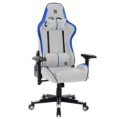 RACING BERGNER Silla Gaming ERGONÓMICA Gris Claro S Edition Racing |W76,5 x D74 x H125-135cm, Grande