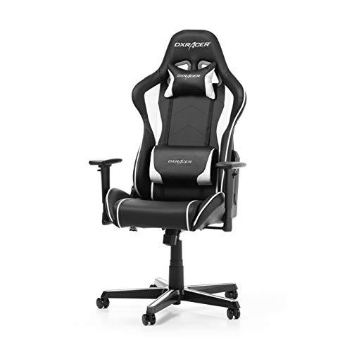 DXRacer Formula F08 Silla Gaming, Piel sintética, Negro/Blanco