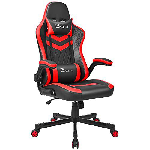 BASETBL Silla Oficina Gaming, Silla Escritorio Giratoria con Apoyabrazos Abatibles