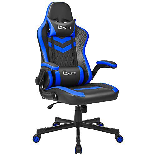 BASETBL Silla Oficina Gaming, Silla Escritorio Giratoria con Apoyabrazos Abatibles