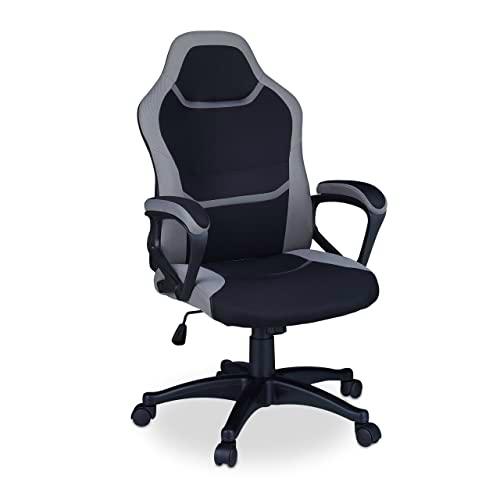 Relaxdays Silla Gaming Racing Design, Ajustable, hasta 120 kg