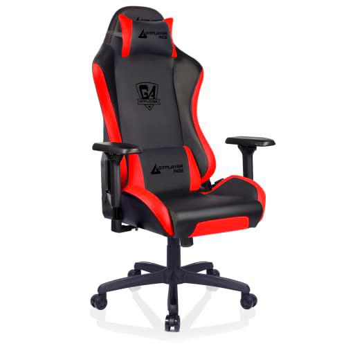 GTPLAYER Silla Gaming Ergonomica, Silla Gamer Oficina para Ordenador Cuero de PU 4D Reposabrazos Respaldo Reclinable (Rojo)