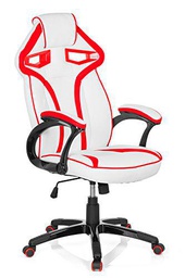 hjh OFFICE 722240 Silla Gaming Guardian Piel sintética Blanco/Rojo Silla de Escritorio