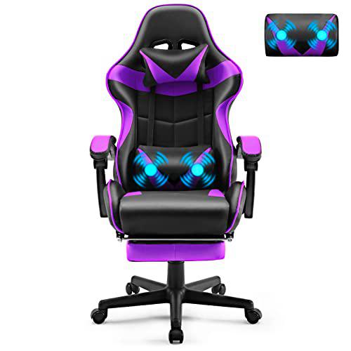 Soontrans Silla Gaming con Masajeador (Morado)