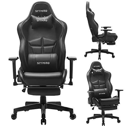 SITMOD Silla Gaming,Silla Gamer Ergonómica,Racing Silla Gamer con Reposacabeza Apoyo y Cojín Lumbar,Cuero Sintético PU,Oficina Silla Computadora