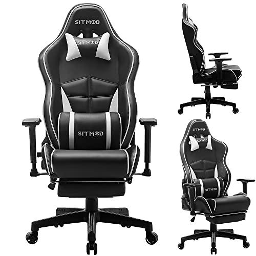 SITMOD Silla Gaming,Silla Gamer Ergonómica,Racing Silla Gamer con Reposacabeza Apoyo y Cojín Lumbar,Cuero Sintético PU,Oficina Silla Computadora