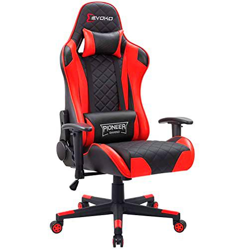 Devoko Pioneer Series Gaming Racing Style Silla de Oficina con Altura Ajustable con reposacabezas y Soporte Lumbar para Jugadores