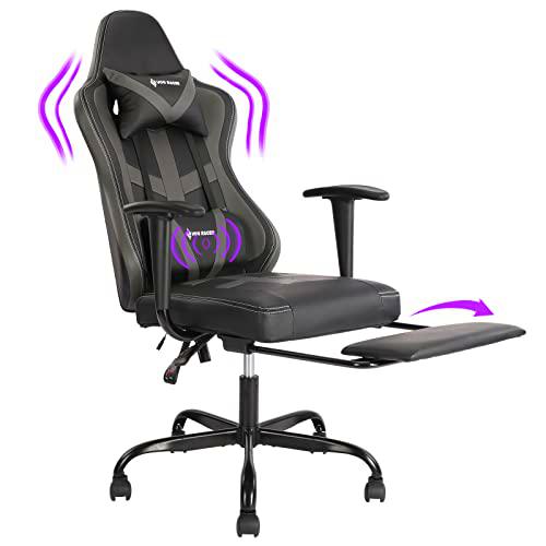 Silla de gaming de carreras con patas de apoyo, sillón de gaming