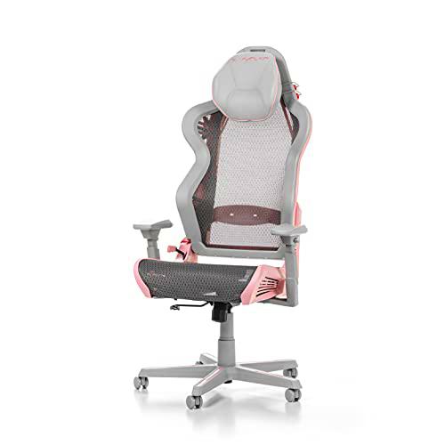 DXRacer (el Original) Air R1S Silla Gaming, Malla, Gris-Rosado-Gris