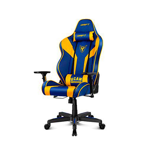 Drift DR111UCAM Silla Gaming, Polipiel, Azul/Amarillo