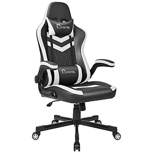 BASETBL Silla Oficina Gaming, Silla Escritorio Giratoria con Apoyabrazos Abatibles