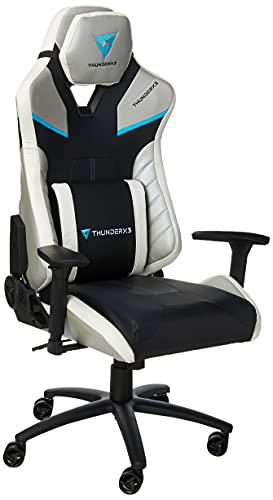 ThunderX3 TC5 MAX Sillón Gaming, Cuero sintético, Blanco Negro Azul