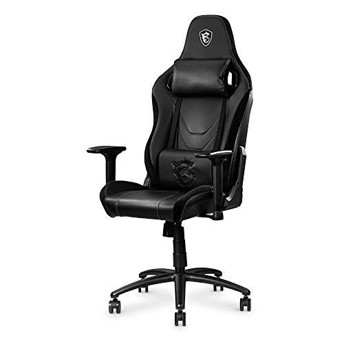 MSI MAG CH130X - Silla gaming negra, con cuero de fibra de carbono