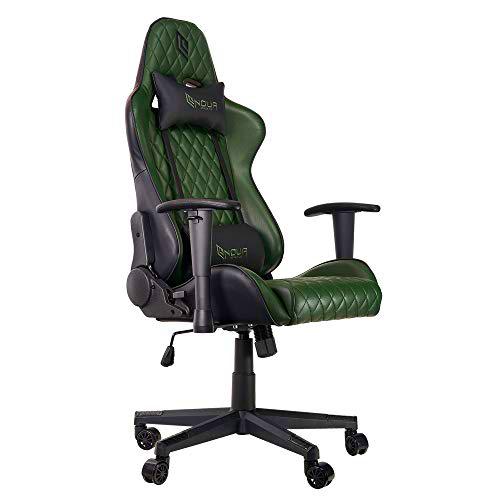 Noua Silla Gaming, Cuero Aluminio, K7 | Negro/Verde Militar, Serie Kui