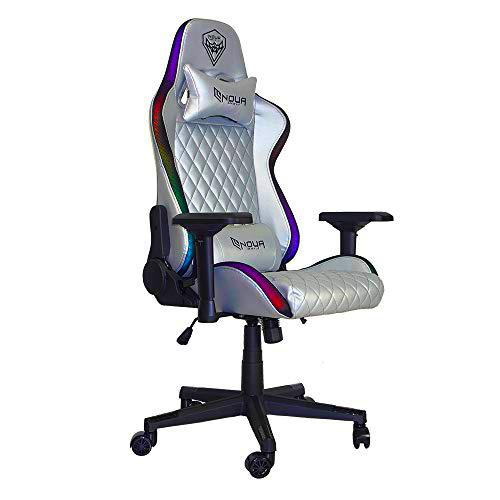 Noua Silla Gaming, Policarbonato Cuero sintético, Plateado