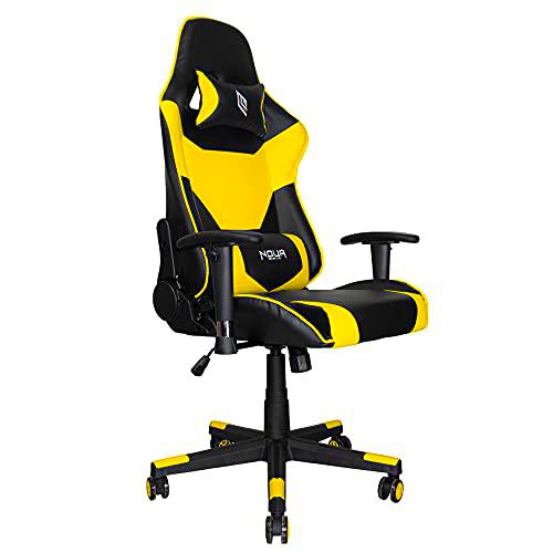 Noua Silla Gaming, Policarbonato Cuero sintético, V3 | Negro/Amarillo, Serie Bir