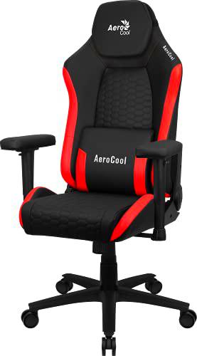 Aerocool CROWNBR Rojo, Silla Gaming Ergonómica, Cojines Ajustables