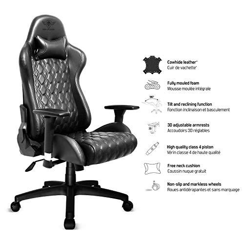 Spirit Of Gamer - Blackhawk Series - Silla para Juegos De Cuero De Vaca Tapizada De Alta Gama