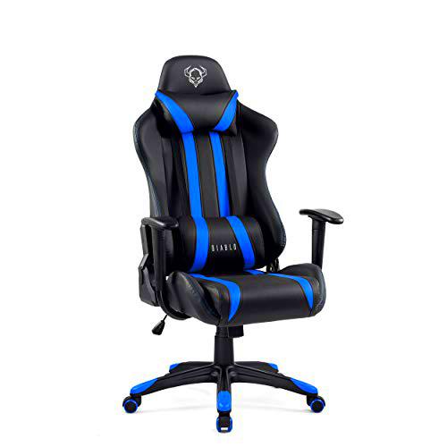 Diablo X-One Gaming Silla de Oficina Diseño Ergonomico Mecanismo de Inclinación Cojin Lumbar y Almohada Cuero Sintético (negro/azul)