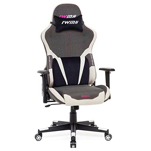 IntimaTe WM Heart 0 Silla Gaming de Tela, Nailon, Blanco + Gris Claro, 4956131 cm