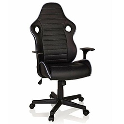 hjh OFFICE 621940 Silla Gaming GT Game II Piel sintética Negro/Blanco Silla de Oficina Moderna