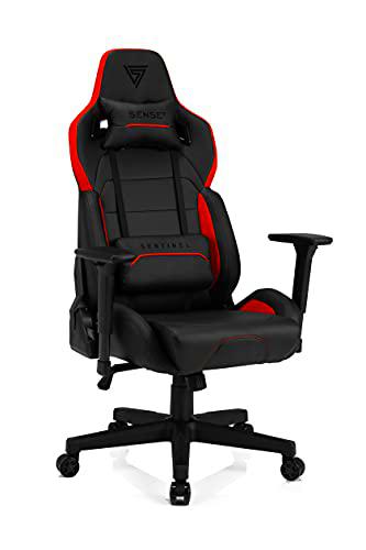 SENSE7 Juegos Sentinel Oficina Gamer Silla ergonómica Reposabrazos Marco de Acero de una Pieza Ángulo de inclinación Ajustable