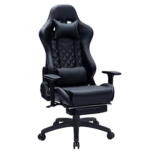 Silla de gaming con reposapiés, silla de gamer, masaje y gaming