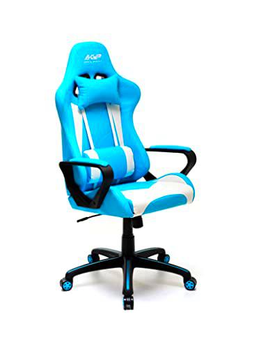 My_office Sillón Gaming, Cuero sintético, Azul y Blanco, L