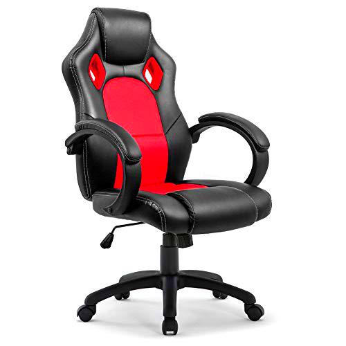 Intimate WM Heart Silla Gaming Ergonómica Silla Gamer Silla de Oficina Regulable Altura Silla de Escritorio Silla para Juegos Silla de Cuero para Oficina Hogar y Gaming Silla para computadora Rojo