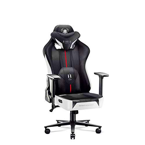 Diablo X-Player 2.0 Silla Gaming para Niños Oficina Apoyabrazos 3D Diseño Ergonómico Cuello/Cojín Lumbar Blanco-Negro Kids (S)