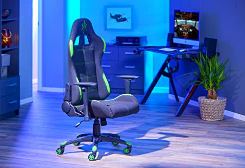 Interlink Silla Ergonómica Gaming, Negro y Verde, 69 x 50 x 125-132 cm