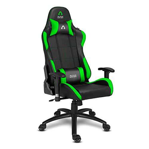 Alpha Gamer Vega Silla Gaming, Metal, Negro/Verde, 56 x 52 x 137 cm